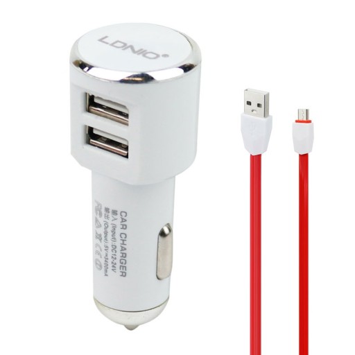 شارژر فندکی همراه با کابل MicroUSB  الدینیو مدل LDNIO DL-C29